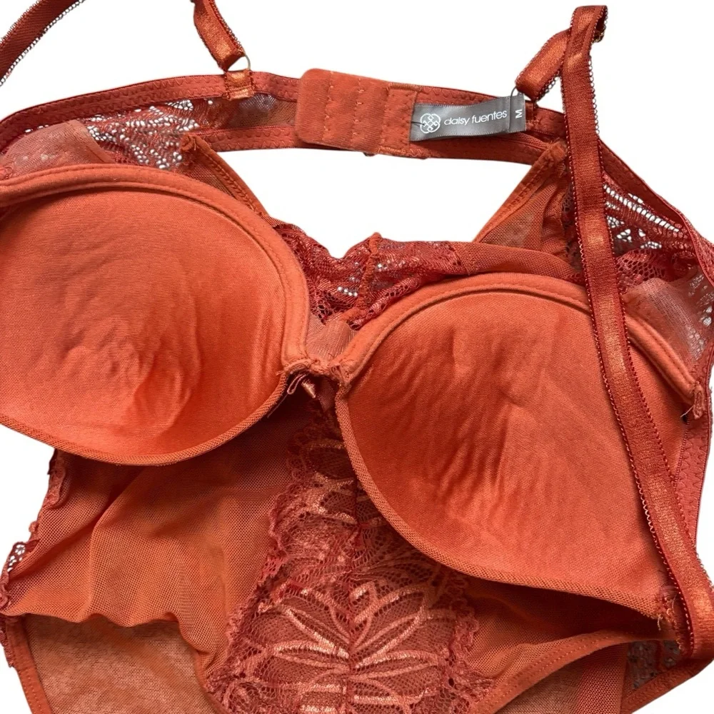 Daisy Fuentes Copper Lace Bodysuit Teddy Med